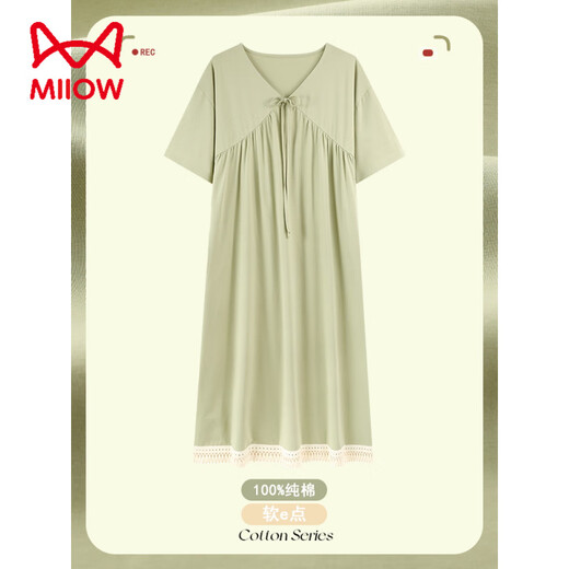 Catman MIIOW high-end nightgown for women summer pure cotton 7A antibacterial long high-end lace loose large size pajamas pregnant women home clothes Main picture CM: 674# Upgraded version pure cotton 7a anti-M (recommended 80-100Jin [Jin equals 0.5 kg])