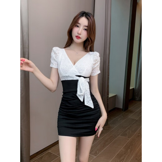 Xinying Fußtherapie Techniker Kleidung KTV sexy Kleid weibliche Schönheiten Abendkleid Fußbad Massage Spa Fußbad Arbeitskleidung Tasche 3897 Schwarz S Empfohlen 80-95 Jin [Jin ist gleich 0,5 kg]