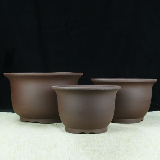 
Yixing extra-large diameter purple clay flower pot green planting vegetables and trees super large round ceramic bonsai pot dark blue 694 medium size two