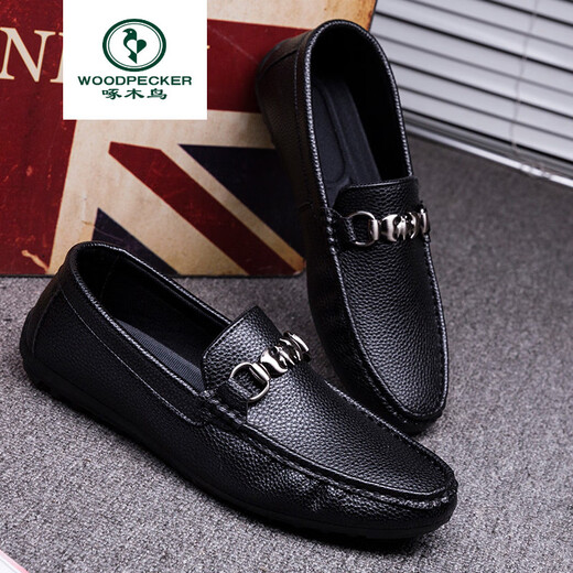 Specht Frühling und Sommer Neue Herren Beanie Schuhe Lazy Schuhe Low top treibende Lederschuhe weiche Oberfläche Weiche Sohle trendige Männer lässige Schuhe White 9230 44