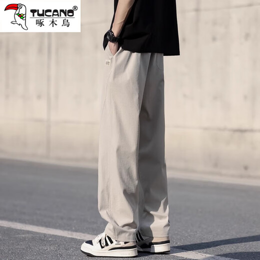 
Woodpecker casual pants men's 2025 summer trend American work pants men's loose and versatile straight wide-leg casual pants khaki XL recommended 130-150Jin [Jin equals 0.5 kg]
