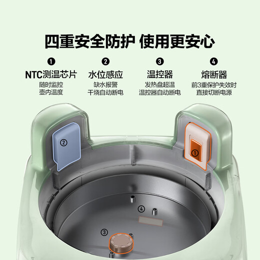 Beiding (Buydeem) health pot, all glass in one, health pot, tea boiler, stewing teapot, kettle, scented tea health pot, hot milk 0 glue mother and baby grade kettle gift, cooking CP health pot-green + cup 600ml-yellow 1.2L