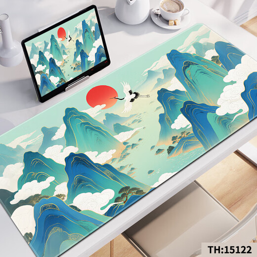Drei-Farben-Katze Chinese-Tintenstil-Malerei Maus-Pad Super großer alter Stil Landschaftsbüro Student Tastatur Tischpolster Computer Handgelenk Schieber E-Sport glatte Schließkante Anti-Slip-Anpassung Größeres Verdickte hohe Erscheinungsbild 151,23 Millionen Berg rot 80 cm x 30 cm x 4 mm