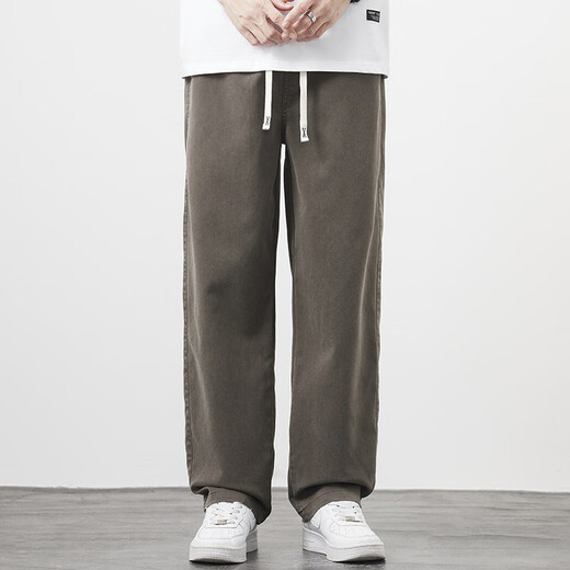 LEE KIDS new mulberry silk casual pants men's spring and summer straight trousers Lycel's cool and breathable high street trendy men's wide-leg pants 9901 black S (80Jin[Jin equals 0.5 kg])
