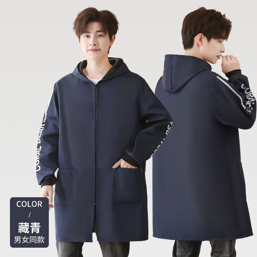 Winter velvet waterproof smock outer wear work clothes durable dustproof men and women long-sleeved oil-proof kitchen smock 801 velvet black 4XL recommended 140 180Jin Jin equals 0.5 kg
