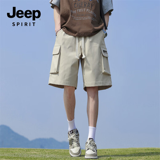 JEEP SPIRIT shorts men's summer new casual trend loose five-point cool work pants 717 black XL