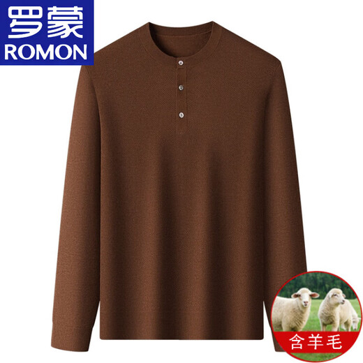 Luo Meng high-end wool sweater solid color Henry collar pullover sweater for men in autumn and winter, simple and light luxury temperament, black M 165/80A