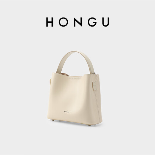 
Honggu Bag Women's Bag 2025 New Cowhide One-Shoulder Tote Bag Commuter Large Capacity Bucket Bag Women's Bag Blanch
