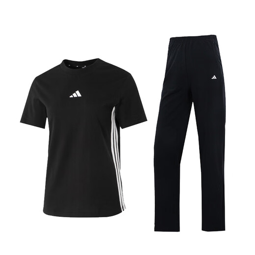 
Adidas suit women's 25 summer new fashion round neck short-sleeved T-shirt breathable running sports pants straight pants two-piece set two-piece set/simple trend M