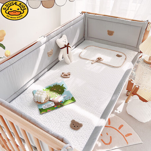 G.DUCKKIDS crib bed fence soft pack pure cotton children's splicing bed guardrail fence anti-collision baby one-piece bed circumference heightened Star Bear (edge ​​pressed) one piece length 240cm