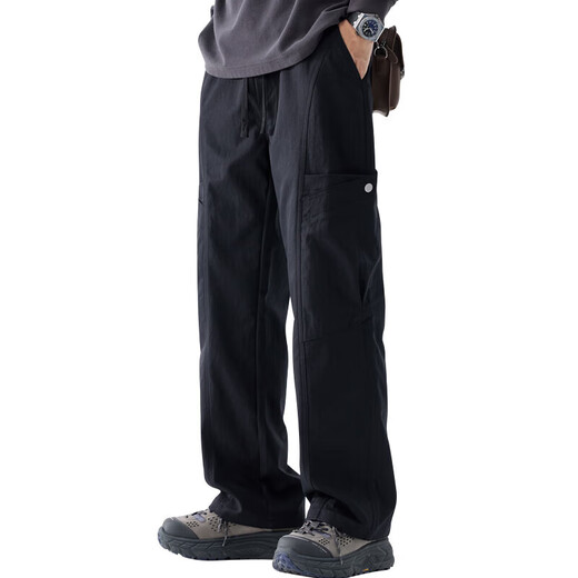 Mit . Pure 2025 Neue Sommer -Herren -Arbeitshose Frühling und Herbstmodemarke Loose gerade Ladehosen Casualhose Black 9857 Models reguläre One Size XL