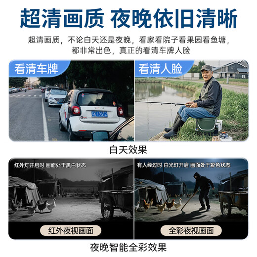索瑞特太阳能摄像头4g室外无线监控器家用360度无死角带夜视全景全彩追踪无电无网户外无需连wifi免插电 顶配版+无需网络无需电+三镜头都能转+跟踪+对讲 30天循环录像卡