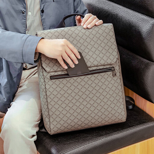 NOSSKISS国际奢侈品牌男士双肩包大容量高端商务背包16寸电脑背包旅行背包 经典款-卡其色
