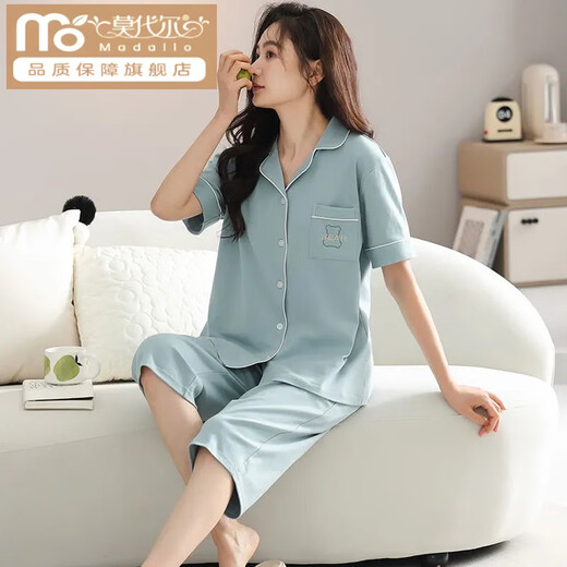 莫代尔棉质睡衣女夏季短袖七分裤两件套装宽松大码可外穿家居服 NXF9896 3XL 【建议160-180斤】