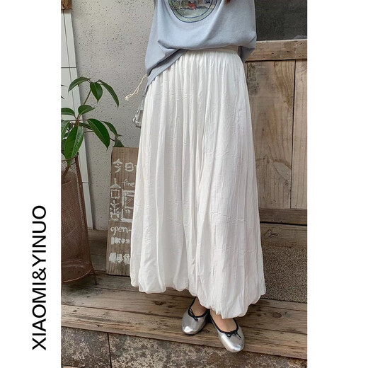 FHHUABD [Oufan] Hepburn style fashionable balloon skirt summer new solid color versatile high waist fluffy skirt for women 9856 khaki color equal size