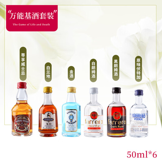 Martin Barker Juego de licor base para mezclar Botella pequeña Tienda de conveniencia Botella pequeña Licor Whisky Vodka Botella pequeña Juego Tipsy Juego de licor base universal 50 ml * 6 botellas