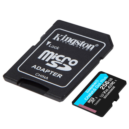 Kingston microSD CANVAS GO Plus memory card compatible with DJI pocket3 action4 5Pro 256GB