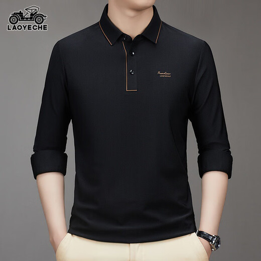 Classic Car Longäredes T-Shirt für Männer 2024 Herbst und Winter Neue Mitte des Mittelalters Dad Outfit Casual Basis Polo-Hemd für Männer CQ3886 Süßigkeiten, One Size 10590-110Jin [Jin entspricht 0,5 kg]