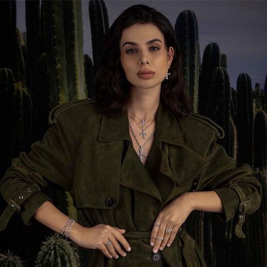 APM Monaco dark gray personalized cross ring women's men's ring couple's ring silver ring dark gray size 60