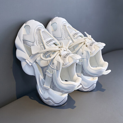 Amiai (amiai) girls hollow sandals 2026 new fashion children's single mesh shoes for middle-aged and older children breathable sports shoes beach shoes red size 36 / shoe inner length about 22.5cm