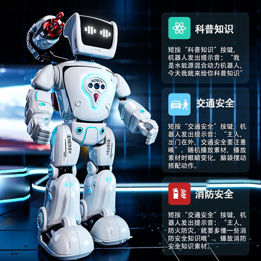 Yimi children's intelligent programming remote control robot toys boy gesture sensing early childhood education voice conversation birthday gift Panda warrior robot gift box spray/remote control