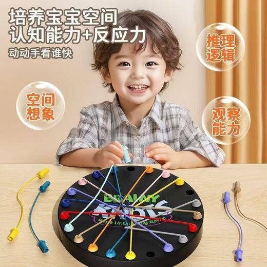 Luse rope unplugging challenge board game children's educational toys brain thinking training concentration two-person battle interaction, rope unplugging battle [23*23*1.8CM]