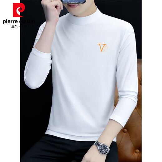 Пьер Кардин Pure Cotton Balpleneck Base Froom Мужская футболка с длинными рукавами с твердым цветом Среднего воротника и осеннего футболки с нижним бельцом.