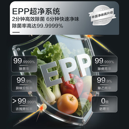 Haier household refrigerator 659 liters four-door cross-folding double-door first-class energy-efficiency energy-saving air-cooled frost-free ultra-large refrigerator with a capacity of 600 liters and above 20% national subsidy Gray丨Three-speed temperature change for mother and baby丨EPP ultra-clean system丨Oxygen-blocking dry and wet storage