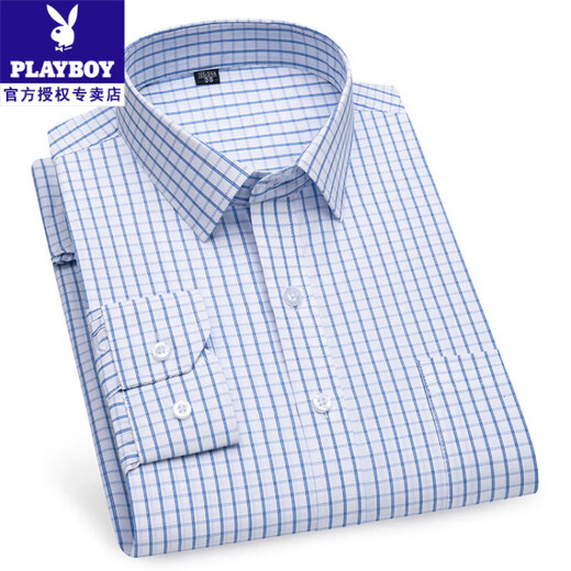 Playboy Couleur masculine Coton Coton à manches courtes à manches courtes Souce Silk Business Casual Ironing Professional Plaid Work Shirt 6636 38