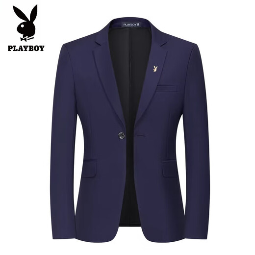 花花公子（PLAYBOY）2025新款西服套装男三件套秋新款休闲上班职业装新郎结婚礼服男 黑色2扣西服+西裤 皮带+领带+领 L 建议113~125斤穿