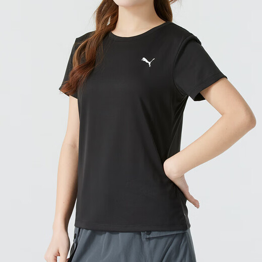 Puma (Puma) Anzug Frauenkleidung 2025 Sommer Fitness, die atmungsaktiven Sport-Kurzärmel-T-Shirt-T-Shirt-T-Shirt-T-Shirt-T-Shirt-Trainingshorts 2-teiliger 528393-01+685640-01 m läuft