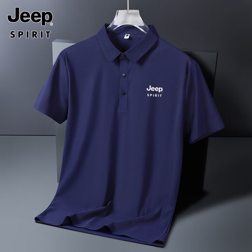 JEEP SPIRITJEEP吉普冰丝POLO衫男夏季薄款凉感速干短袖T恤商务休闲翻领上衣 JEEP12358冰丝POLO衫/米杏 JEEP1 M 90-110斤