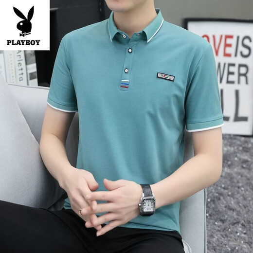 花花公子（PLAYBOY）高品质夏季短袖T恤POLO衫男士翻领恤纯棉衣服带领半袖潮流体恤衫 753#白色 XL 115斤-130斤