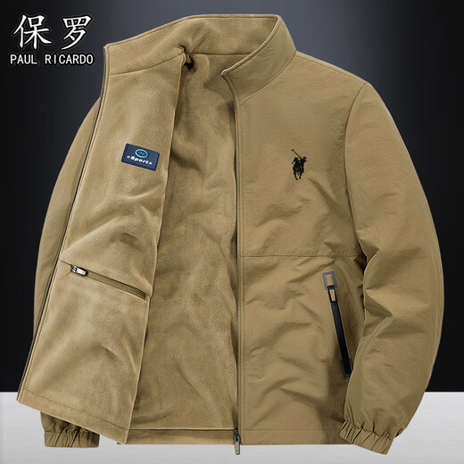 Paul Kaile maple velvet double-sided jacket winter men's casual business middle-aged stand-up collar jacket camel velvet style L 115-130Jin Jin equals 0.5 kg