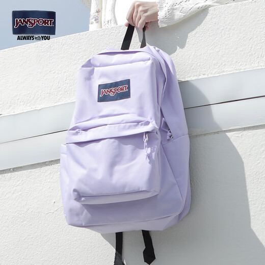 JANSPORT【香菇来了】jansport经典双肩学生多巴胺暮山紫男女时尚出街书包 4QUT7N8-蜜蜡粉-水壶侧袋