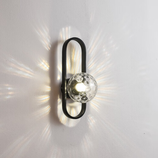 HP Fashion Home Postmodern Glass Gold Wall Wall Wall Bedside Bunding Lights Pequeño Ingeniería del hotel Aisle Corredor Luces de pared 6624B Negro-40*15cm-E27