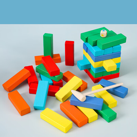 Micro botes apilados altos bloques de construcción en capas con capas de juguetes intelectuales de alegría bloques de construcción digital para el ensamblaje interactivo para padres infantiles 48 Números [Enviar 2 martillos de madera + 4 dados]