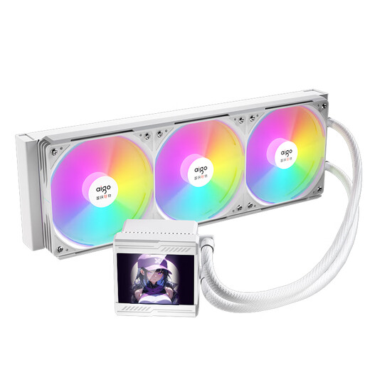 爱国者（aigo）冰魄R360 白色 一体式CPU水冷散热器 2.73吋LCD高清显示屏 多平台支持 ARGB光效