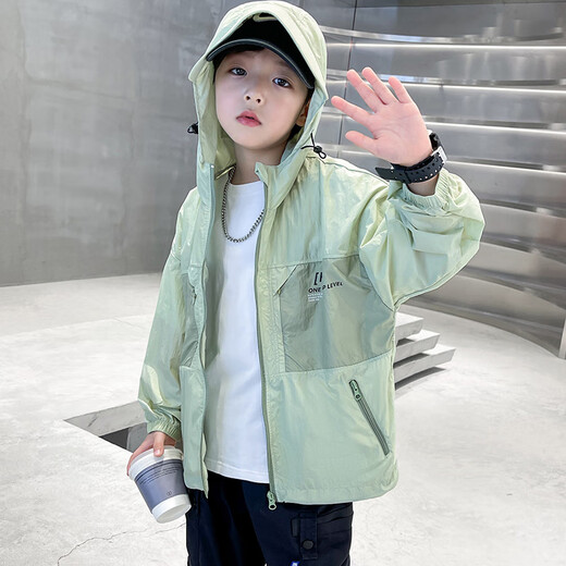 Balabala children's clothing boys summer sun protection jacket 2025 new medium and large children summer boys thin style breathable waterproof gray 170 cm