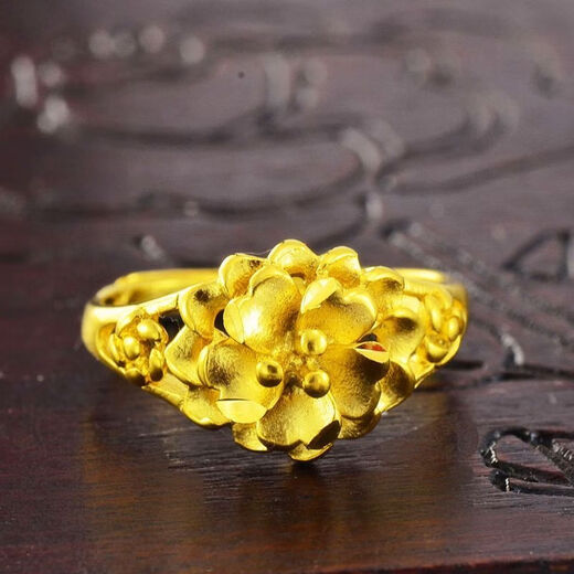 Genuine 18K gold ring, fine gold color, pure K gold phoenix tail, fashionable, simple, personalized, opening, adjustable wedding gift, 0.01g, rose style, certificate gift box