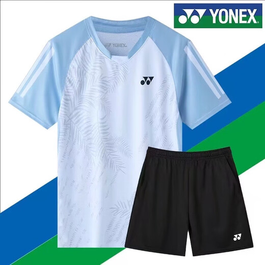 Yonex's new badminton uniform for men and women quick-drying breathable short-sleeved competition uniform for couples golf T-shirt customization silver 9227 meters white shorts 2XL