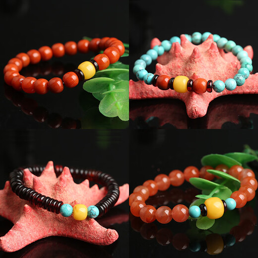 Xidian natural raw mineral beeswax old-style barrel beads single beads loose beads spaced beads Buddha beads bracelet single bead amber bracelet accessories diameter about 7mm single bead