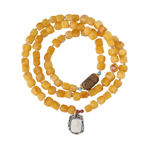 Potala Palace Beeswax Multi-circle Bracelet Agarwood Transfer Bead Jade Amber Bracelet Men and Women's Birthday Gift for Girlfriend