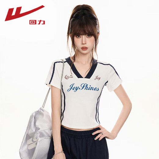 T-shirt à manches courtes contrastées de Guerrier en V 2025 Été Sexy Hot Girl Slim ins tendance polyvalente Top occasionnel