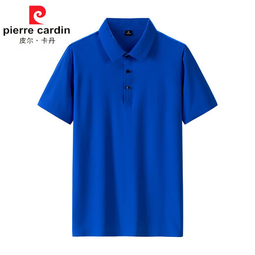 皮尔卡丹（pierre cardin）珠地速干polo衫男士冰感夏季短袖无缝压胶polo衫工作服冰丝T 12358克莱因蓝 M
