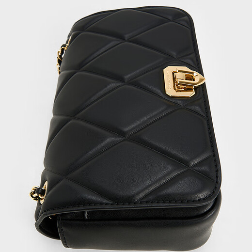 Charles/Keith25 Summer Nuevo producto Fashion Cadena de diamantes Un hombro Crossbody Bag Square Bols