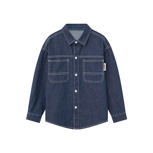 Duojia is soft and comfortable | Boys' washed denim shirt spring and autumn children's versatile casual retro loose thin coat navy blue 140