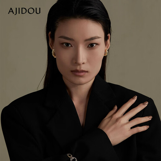 AJIDOU Ajidou earrings, metal textured earrings, European and American high-end earrings, niche light luxury birthday gifts, gold