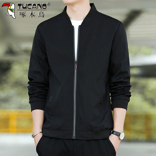 
Woodpecker (TUCANO) Jacket Men's Jacket Men's Spring and Autumn Business Casual Executive Men's Baseball Collar Top Black XL