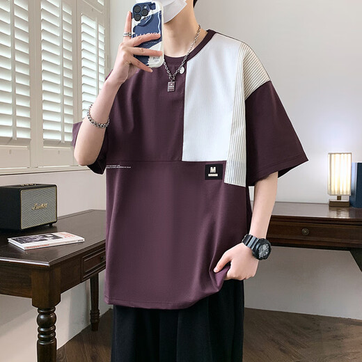 TTPMER SUMME Brand à tendance Couleur contrastée T-shirt à manches courtes T-shirt Men's Youth LoUt Style D693 [haute qualité] blanc M recommandé 90-105 Jin [Jin est égal à 0,5 kg]